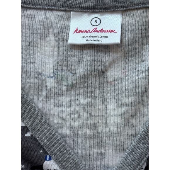 Hanna Andersson Penguin Snowflake Henley Pajama Top Gray Women's Small Excellent - Picture 6 of 7